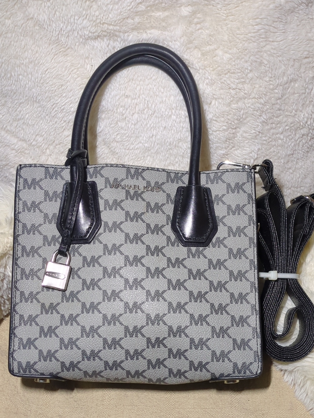 Michael Kors Gray and Black MK Logo Satchel w/Detachable Strap NOW ONLY $75